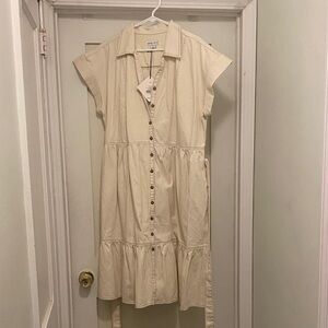 Ava & Viv Cream Cap Sleeve Midi Dress